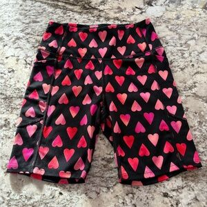 Victoria's Secret Black and Pink Heart Athletic Biker Shorts